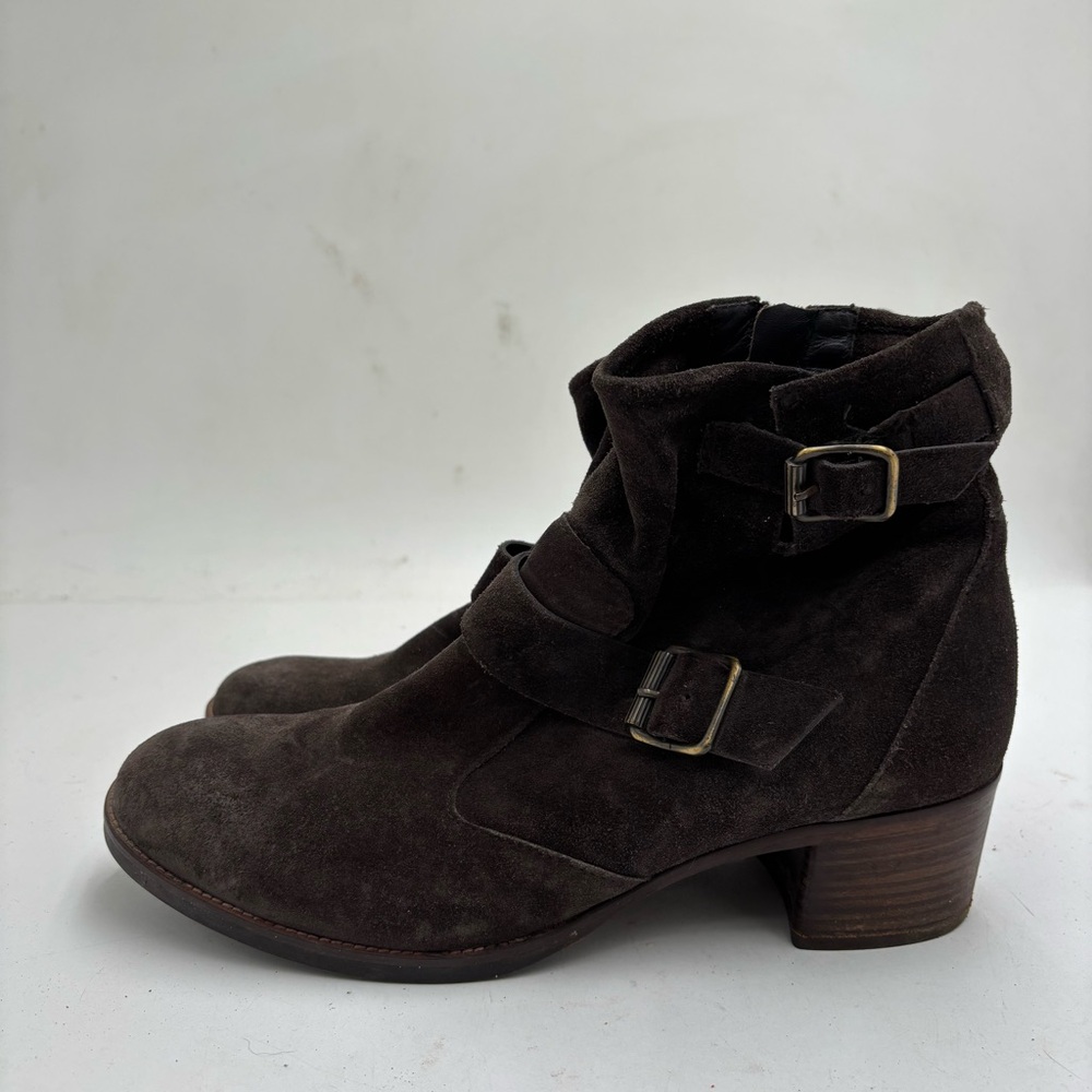 Paul Green Women’s 9 Suede Wyatt Buckle Ankle Boots